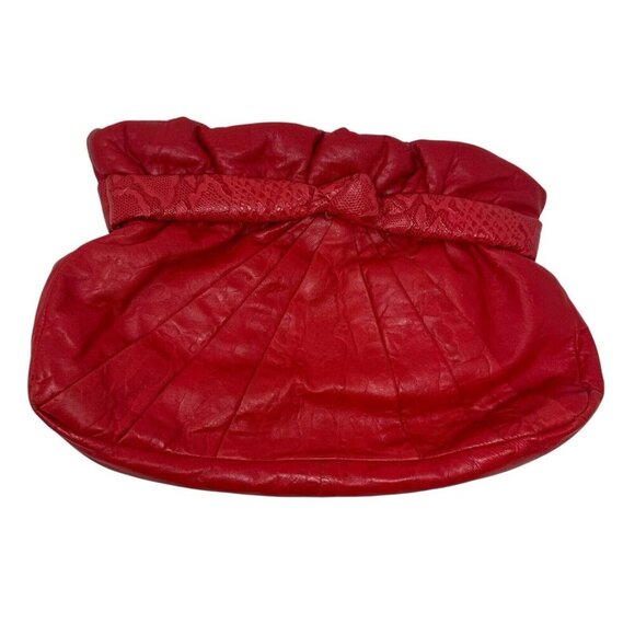 VIVA of California Cherry Red leather clutch shoulder bag Oversized Vintage 80's - Picture 3 of 12